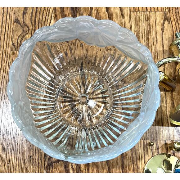 Vintage Art Deco Semi Flush Mount Glass Ceiling Light Fixture Floral 30s 40s 50s - Picture 8 of 9